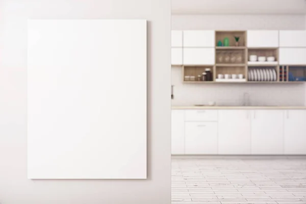 New kitchen with empty banner — Stock Photo, Image