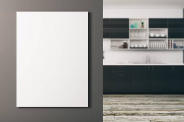 Boş afiş ile modern mutfak 