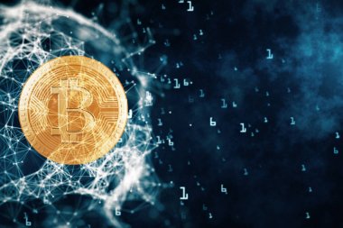 Soyut poligonal dünya uzay arka plan. Cryptocurrency kavramı. 3D render 