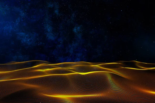 Sárga digitális hullám az űrben — Stock Fotó