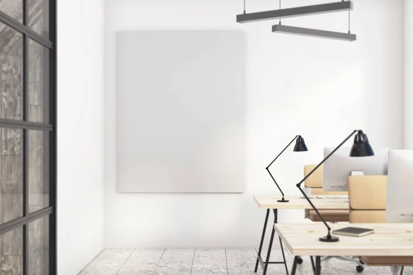 Office with empty banner — Stock Photo, Image