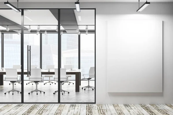 Sala de reuniões moderna com cartaz vazio — Fotografia de Stock