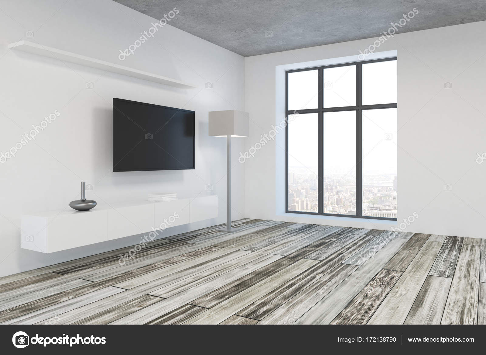 Modern Living Room With Blank Tv Side Stock Photo Image By Peshkova 172138790