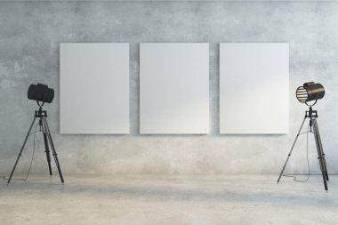 Boş reklam panoları ile beton Oda 