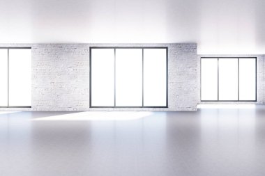 Modern tuğla Oda boş duvar ile