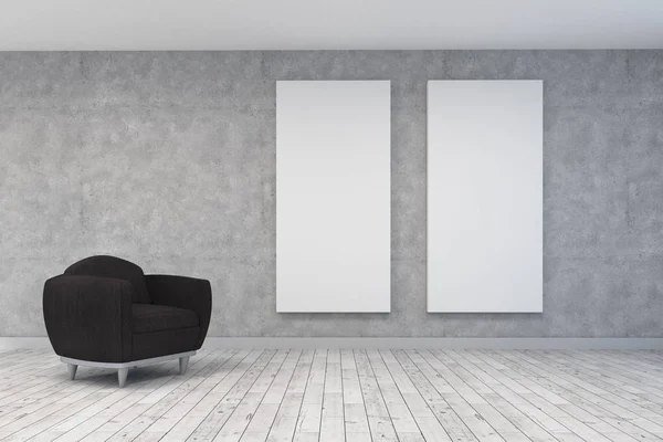 Sala de estar moderna com poltrona e outdoor — Fotografia de Stock