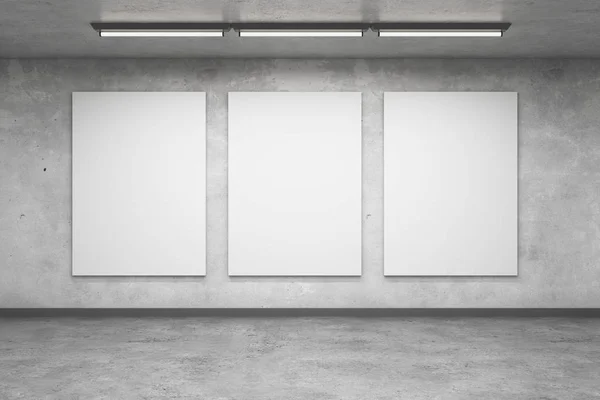 Concrete interior with empty posters — Stock Photo, Image