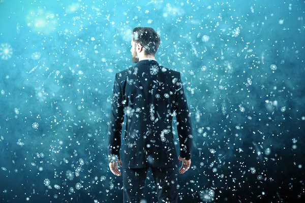 Man in snowstorm — Stock Photo, Image