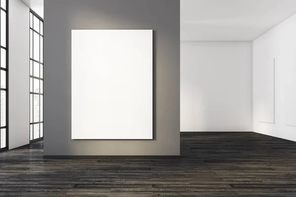Interior de concreto brilhante com quadro branco — Fotografia de Stock