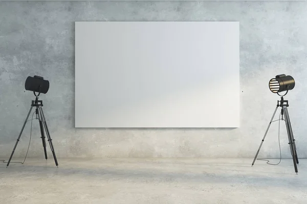 Concrete room with empty whiteboard — Stock Photo, Image
