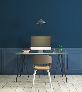 Yeni mavi iç işyerinde 