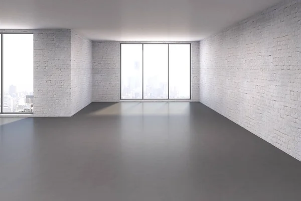 Большая комната с пустой стеной — стоковое фото