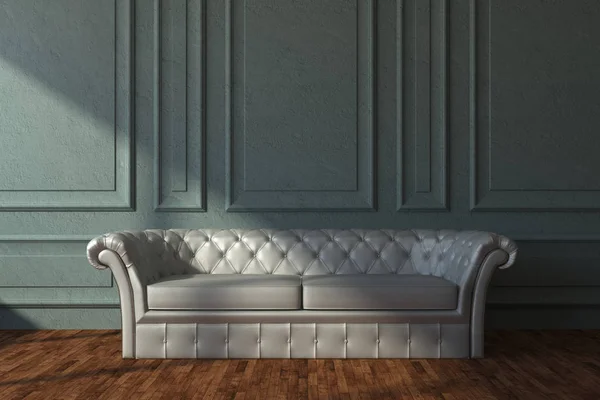 Sofá de cuero beige en habitación clásica —  Fotos de Stock