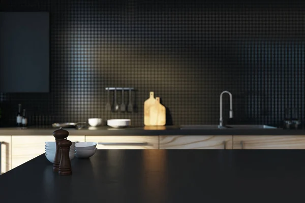 Boş siyah mutfak tezgahı — Stok fotoğraf
