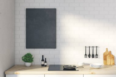 Beyaz mutfak boş poster 