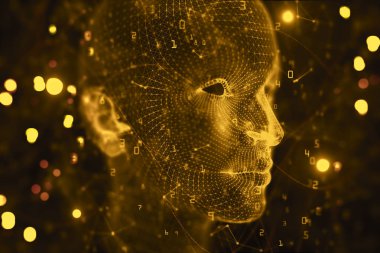 Yapay zeka, siber ve robotik arka plan 