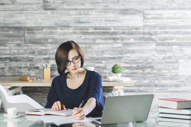 Projede çalışan güzel iş kadını 