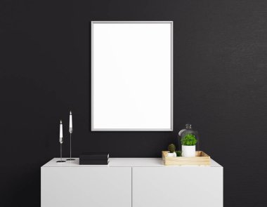 Boş posteri ile dekoratif dolap