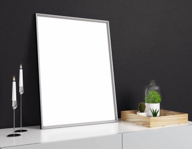 Boş posteri ile dekoratif dolap 