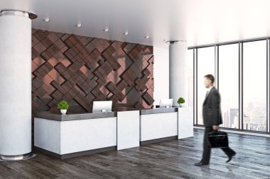 İşadamı office resepsiyonda 