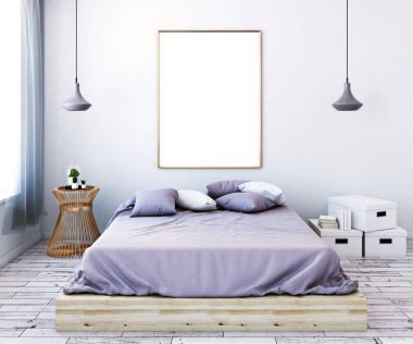 Modern kadın yatak odası boş poster açık