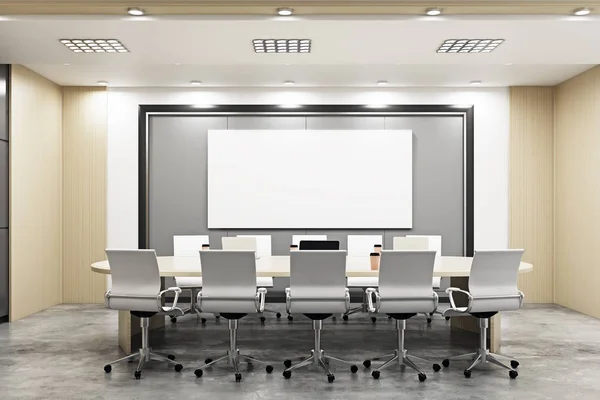 Moderner Konferenzraum mit leeren Plakatwänden — Stockfoto