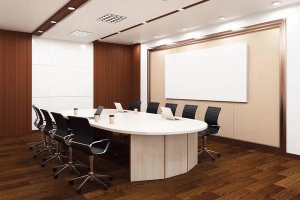 Nova sala de reuniões com banners vazios — Fotografia de Stock