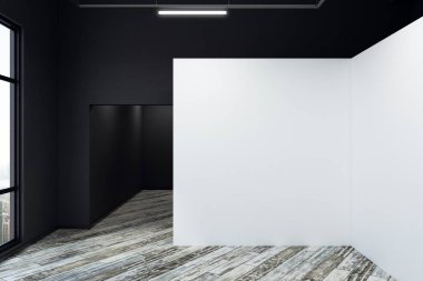 Boş poster ve şehir ile yeni iç 