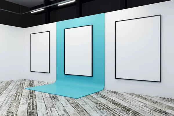 Galleria minimalista con banner in bianco — Foto Stock