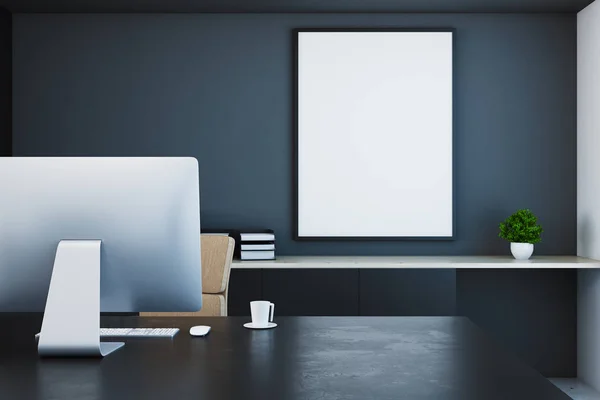 Designer desktop with empty billboard