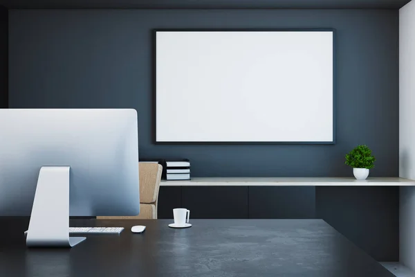 Escritorio de diseño con banner en blanco — Foto de Stock