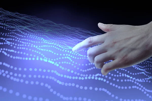 Dijital dalga zemin gösteren bir el