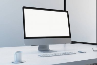 Beyaz bilgisayar ile yaratıcı tasarımcı masaüstü 