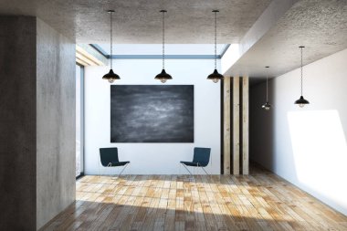 Kara tahta afiş ile modern iç 
