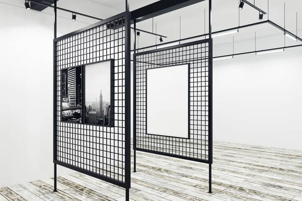 带空白横幅的现代画廊 — 图库照片