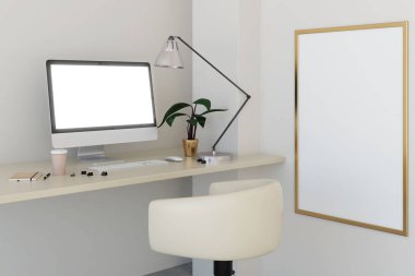 Temiz bilgisayar ile yaratıcı çalışma alanı 