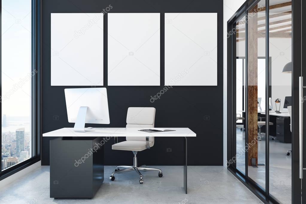 Modern office with empty billboard 