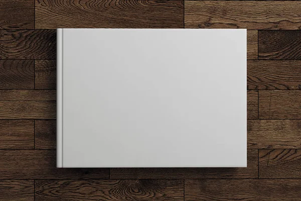 Libro blanco en blanco sobre fondo de madera —  Fotos de Stock