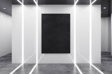 Boş billboard ile soyut beyaz iç 