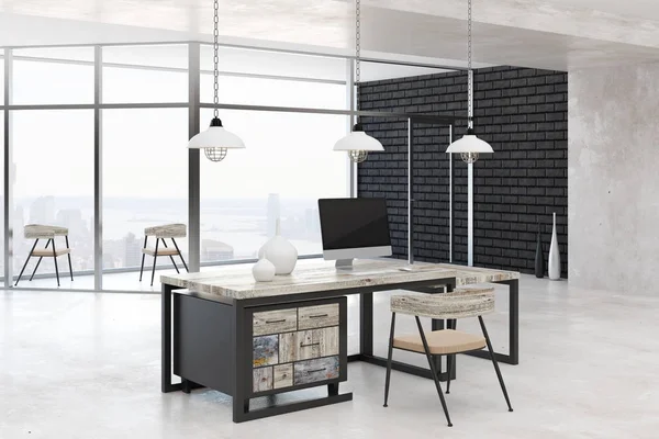 Light office with city view — Stock Photo, Image