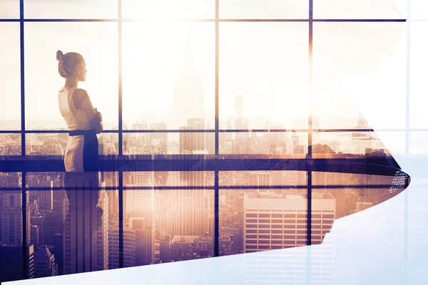 Businesswoman in meeting room multiexposure