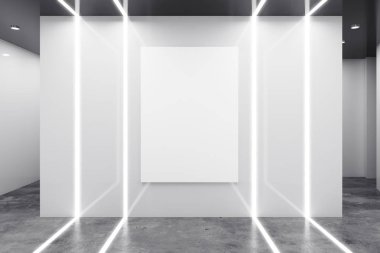 Boş posteri ile soyut beyaz iç 