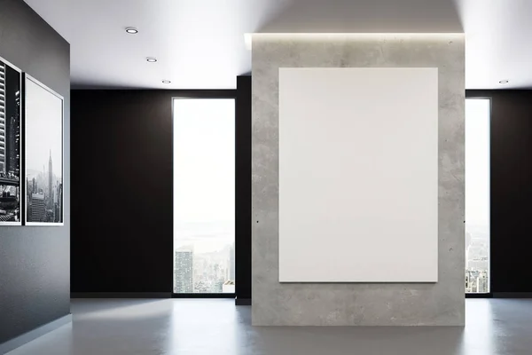 Современная комната с пустым плакатом — стоковое фото