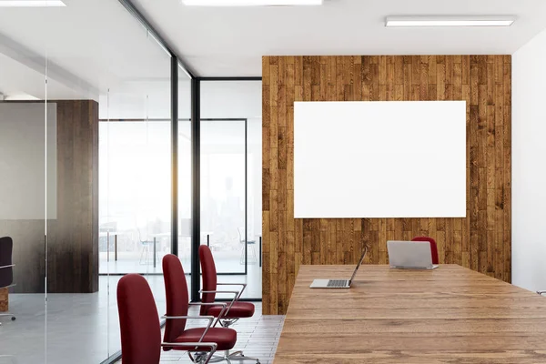 Meeting room with blank billboard — Stock Photo, Image