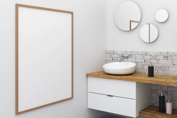 Modern bathroom with blank banner — Stock Photo, Image