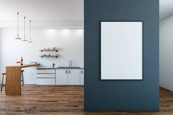 Cozinha moderna com cartaz vazio — Fotografia de Stock