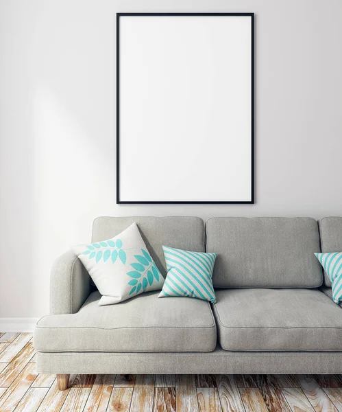 Moderní obývací pokoj s prázdnou billboard — Stock fotografie