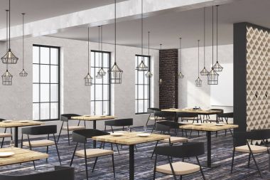 Çağdaş loft Restoran boş posteri ile 