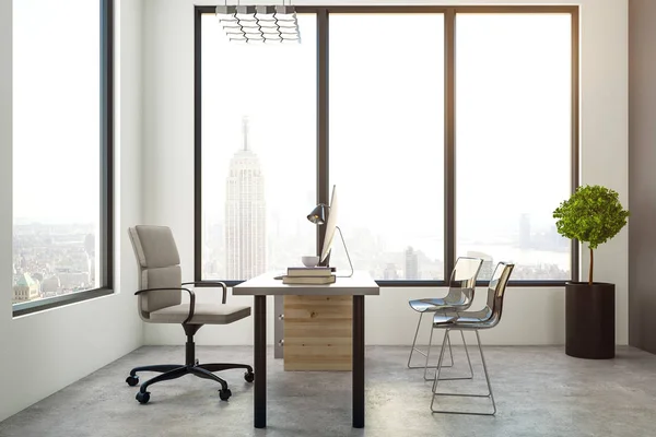 Luminoso ufficio con vista NY — Foto Stock