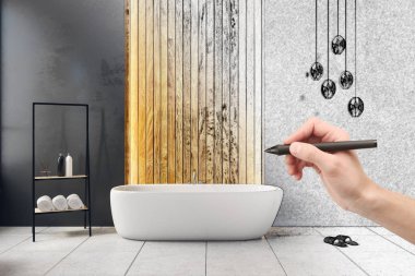 El çizim modern banyo 